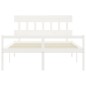 vidaXL Cama personas mayores cabecero madera maciza blanco 160x200 cm vidaXL Cama personas mayores cabecero madera maciza blanco 160x200 cm