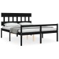 vidaXL Cama matrimonio personas mayores cabecero madera maciza negro vidaXL Cama matrimonio personas mayores cabecero madera maciza negro