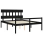 vidaXL Cama matrimonio personas mayores cabecero madera maciza negro vidaXL Cama matrimonio personas mayores cabecero madera maciza negro