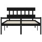 vidaXL Cama matrimonio personas mayores cabecero madera maciza negro vidaXL Cama matrimonio personas mayores cabecero madera maciza negro