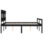 vidaXL Cama matrimonio personas mayores cabecero madera maciza negro vidaXL Cama matrimonio personas mayores cabecero madera maciza negro
