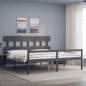 vidaXL Cama de matrimonio personas mayores cabecero madera maciza gris
