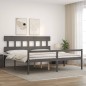 vidaXL Cama de matrimonio personas mayores cabecero madera maciza gris