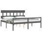 vidaXL Cama de matrimonio personas mayores cabecero madera maciza gris