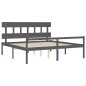 vidaXL Cama de matrimonio personas mayores cabecero madera maciza gris