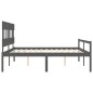 vidaXL Cama de matrimonio personas mayores cabecero madera maciza gris
