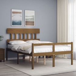 vidaXL Cama personas mayores cabecero madera marrón miel 140x200 cm