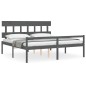 vidaXL Cama personas mayores cabecero madera maciza gris 200x200 cm vidaXL Cama personas mayores cabecero madera maciza gris 200x200 cm