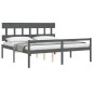 vidaXL Cama personas mayores cabecero madera maciza gris 200x200 cm vidaXL Cama personas mayores cabecero madera maciza gris 200x200 cm