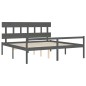 vidaXL Cama personas mayores cabecero madera maciza gris 200x200 cm vidaXL Cama personas mayores cabecero madera maciza gris 200x200 cm