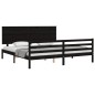 vidaXL Estructura de cama con cabecero madera maciza negro 200x200 cm