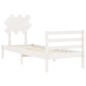 vidaXL Estructura de cama individual con cabecero madera maciza blanco vidaXL Estructura de cama individual con cabecero madera maciza blanco