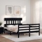 vidaXL Estructura de cama con cabecero madera maciza negro 120x200 cm vidaXL Estructura de cama con cabecero madera maciza negro 120x200 cm