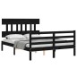 vidaXL Estructura de cama con cabecero madera maciza negro 120x200 cm vidaXL Estructura de cama con cabecero madera maciza negro 120x200 cm