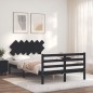 vidaXL Estructura de cama con cabecero madera maciza negro 120x200 cm vidaXL Estructura de cama con cabecero madera maciza negro 120x200 cm