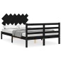 vidaXL Estructura de cama con cabecero madera maciza negro 120x200 cm vidaXL Estructura de cama con cabecero madera maciza negro 120x200 cm