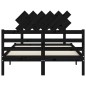 vidaXL Estructura de cama con cabecero madera maciza negro 120x200 cm vidaXL Estructura de cama con cabecero madera maciza negro 120x200 cm