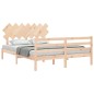 vidaXL Estructura de cama de matrimonio con cabecero madera maciza