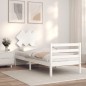 vidaXL Estructura de cama con cabecero madera maciza blanco 90x200 cm vidaXL Estructura de cama con cabecero madera maciza blanco 90x200 cm