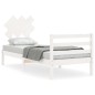 vidaXL Estructura de cama con cabecero madera maciza blanco 90x200 cm vidaXL Estructura de cama con cabecero madera maciza blanco 90x200 cm
