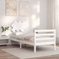 vidaXL Estructura de cama con cabecero madera maciza blanco 90x200 cm vidaXL Estructura de cama con cabecero madera maciza blanco 90x200 cm