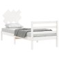 vidaXL Estructura de cama con cabecero madera maciza blanco 90x200 cm vidaXL Estructura de cama con cabecero madera maciza blanco 90x200 cm