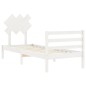 vidaXL Estructura de cama con cabecero madera maciza blanco 90x200 cm vidaXL Estructura de cama con cabecero madera maciza blanco 90x200 cm