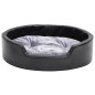 vidaXL Cama para perros felpa y cuero sintético negro gris 69x59x19 cm vidaXL Cama para perros felpa y cuero sintético negro gris 69x59x19 cm
