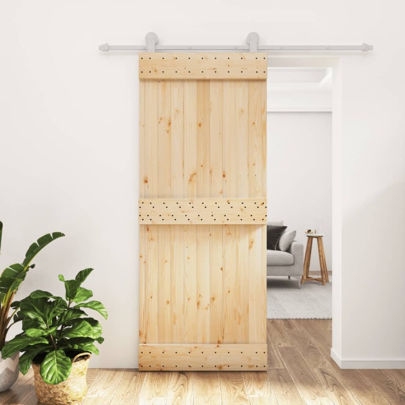 vidaXL Puerta corredera con herrajes madera maciza de pino 85x210 cm vidaXL Puerta corredera con herrajes madera maciza de pino 85x210 cm