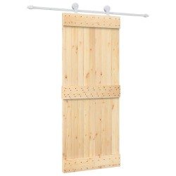 vidaXL Puerta corredera con herrajes madera maciza de pino 85x210 cm