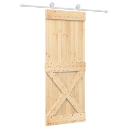 vidaXL Puerta corredera con herrajes madera maciza de pino 80x210 cm