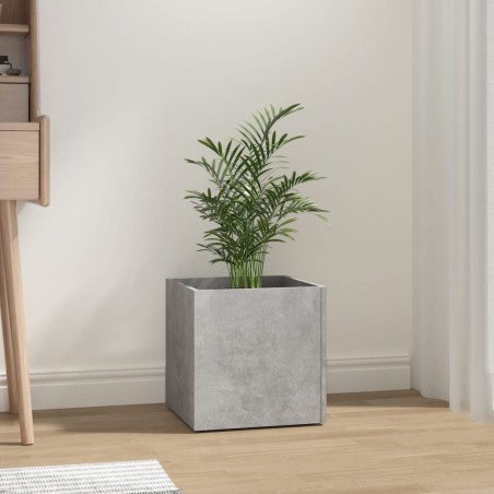 vidaXL Jardinera de madera contrachapada gris hormigón 40x40x40 cm