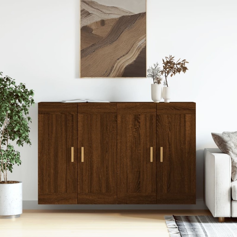 vidaXL Armarios de pared 2 uds madera de ingeniería marrón roble vidaXL Armarios de pared 2 uds madera de ingeniería marrón roble