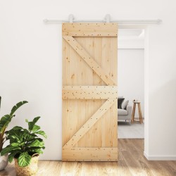 vidaXL Puerta corredera con herrajes madera maciza de pino 85x210 cm