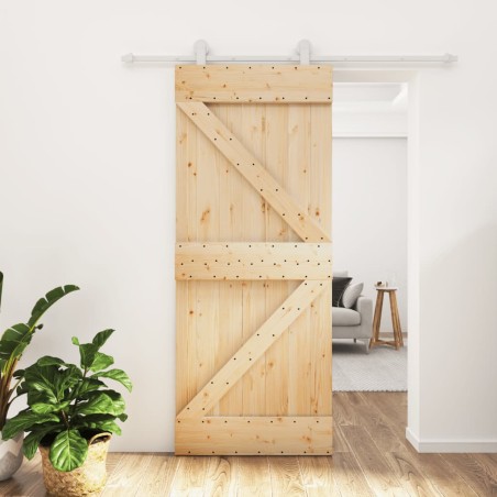 vidaXL Puerta corredera con herrajes madera maciza de pino 85x210 cm