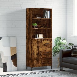 vidaXL Aparador alto madera contrachapada roble ahumado 69,5x34x180 cm