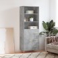 vidaXL Aparador alto madera contrachapada gris hormigón 69,5x34x180 cm vidaXL Aparador alto madera contrachapada gris hormigón 69,5x34x180 cm