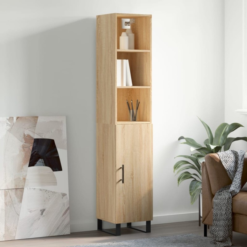 vidaXL Aparador de madera contrachapada roble Sonoma 34,5x34x180 cm vidaXL Aparador de madera contrachapada roble Sonoma 34,5x34x180 cm