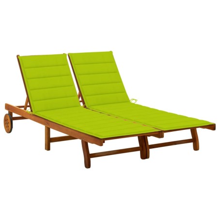 vidaXL Tumbona de jardín 2 personas y cojines madera maciza de acacia 