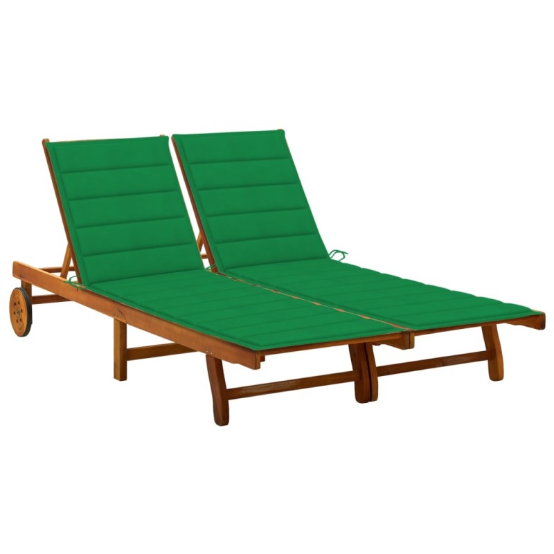 vidaXL Tumbona de jardín 2 personas y cojines madera maciza de acacia vidaXL Tumbona de jardín 2 personas y cojines madera maciza de acacia