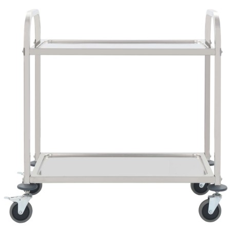vidaXL Carrito de cocina de 2 alturas acero inoxidable 95x45x83,5 cm