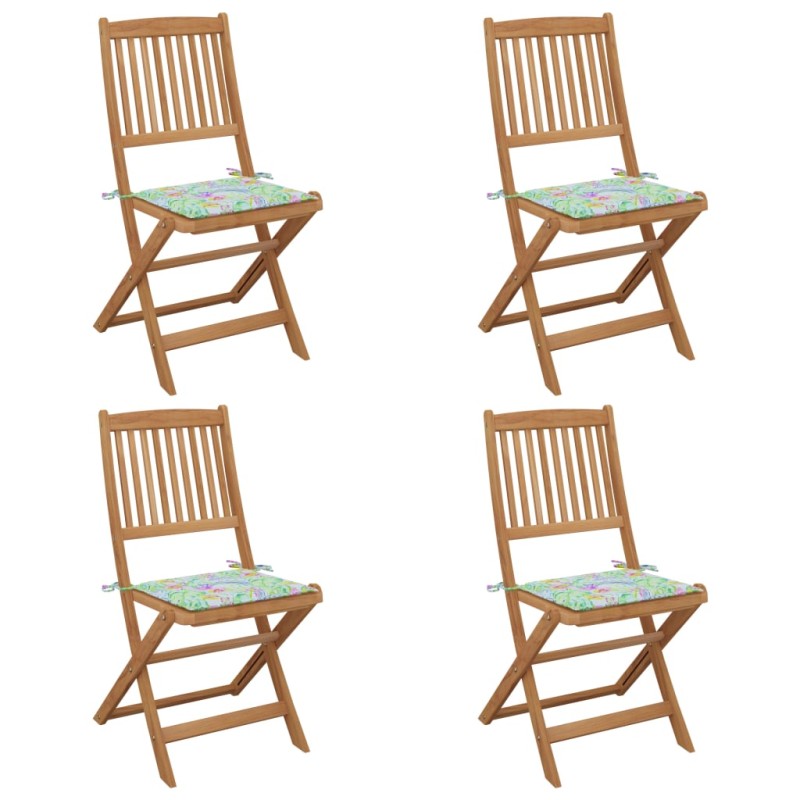 vidaXL Sillas de jardín plegables 4 uds y cojines madera maciza acacia vidaXL Sillas de jardín plegables 4 uds y cojines madera maciza acacia