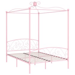 vidaXL Estructura de cama con dosel metal rosa 120x200 cm