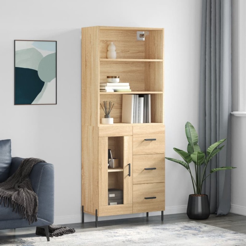 vidaXL Aparador alto madera contrachapada color roble 69,5x34x180 cm vidaXL Aparador alto madera contrachapada color roble 69,5x34x180 cm