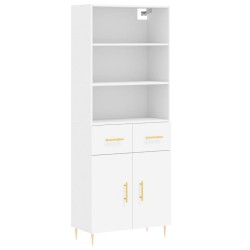 vidaXL Aparador alto madera contrachapada blanco 69,5x34x180 cm