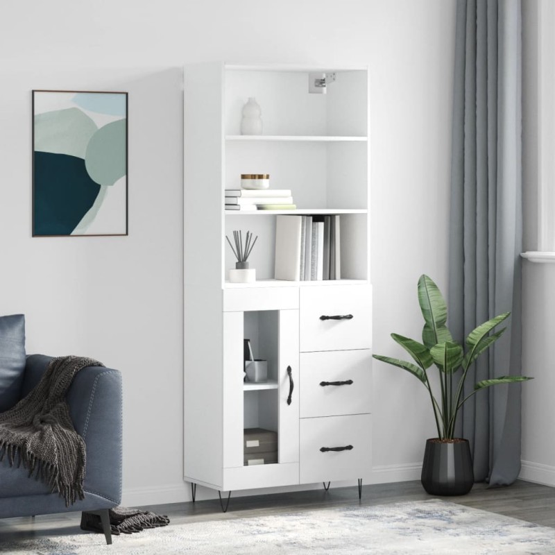 vidaXL Aparador alto madera contrachapada blanco 69,5x34x180 cm vidaXL Aparador alto madera contrachapada blanco 69,5x34x180 cm