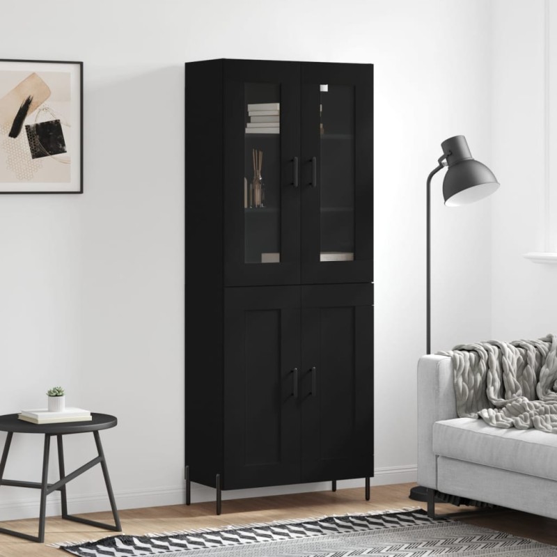 vidaXL Aparador alto madera contrachapada negro 69,5x34x180 cm vidaXL Aparador alto madera contrachapada negro 69,5x34x180 cm