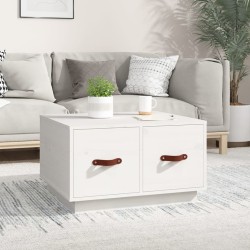 vidaXL Mesa de centro de madera maciza de pino blanco 60x53x35 cm