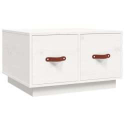 vidaXL Mesa de centro de madera maciza de pino blanco 60x53x35 cm