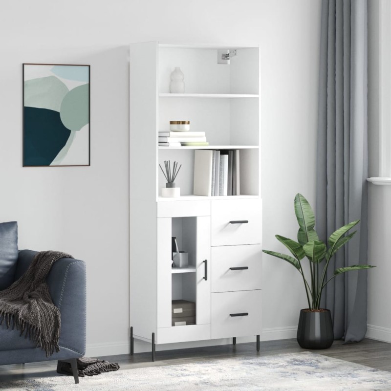 vidaXL Aparador alto madera contrachapada blanco 69,5x34x180 cm vidaXL Aparador alto madera contrachapada blanco 69,5x34x180 cm
